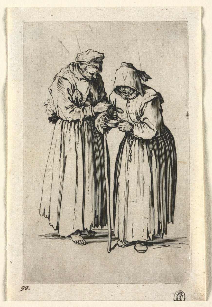 Os Mendigos: Duas Mendigas, c. 1623 de Jacques Callot