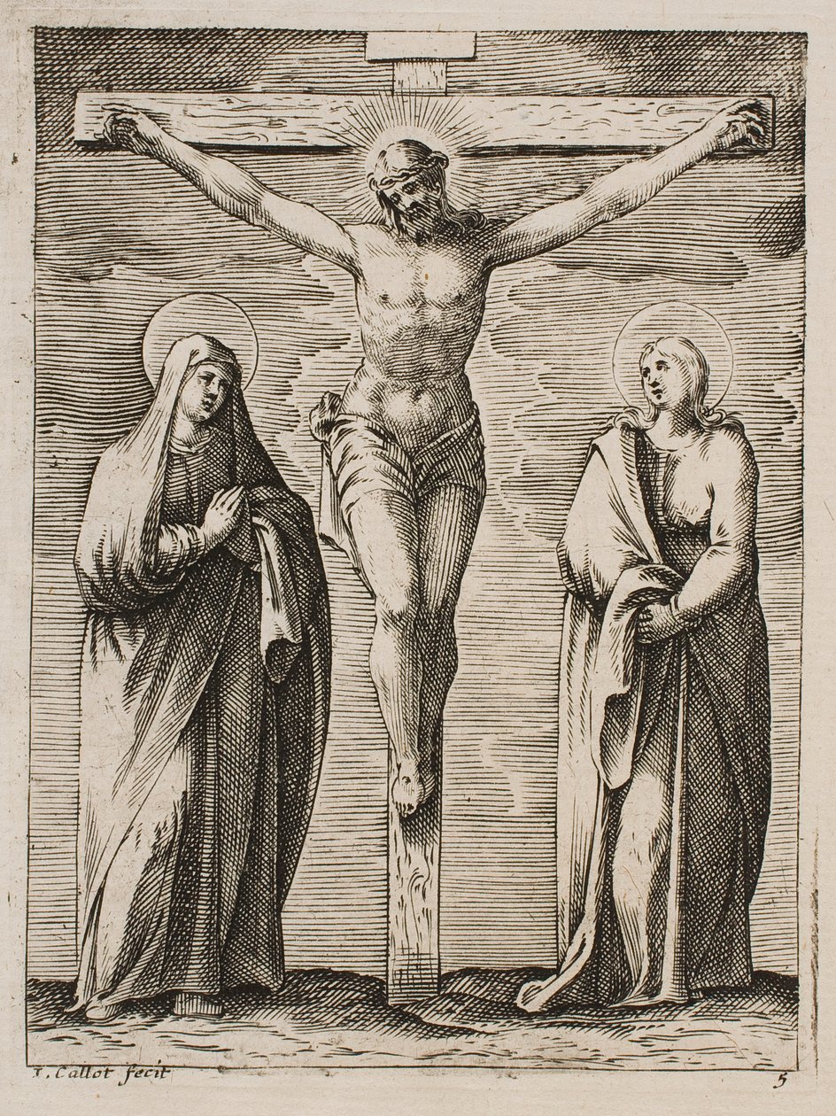 A Bem-aventurada Virgem e São João ao pé da cruz, da série «Imagens de Roma» de Jacques Callot