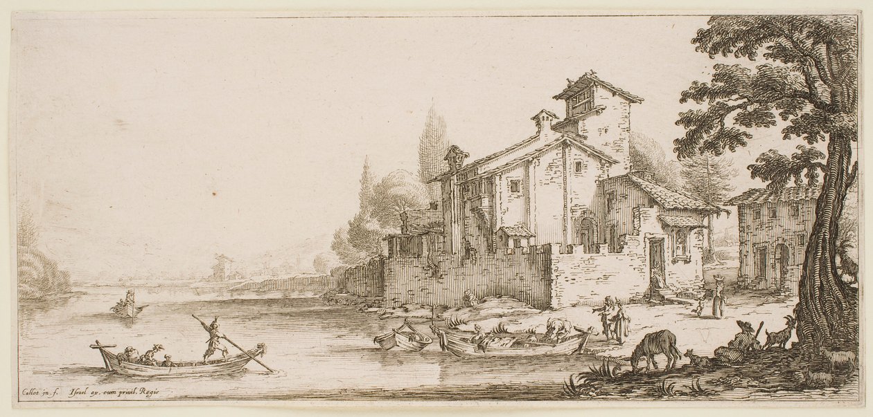 O Passeio de Barco, da série «As Paisagens de Florença» de Jacques Callot