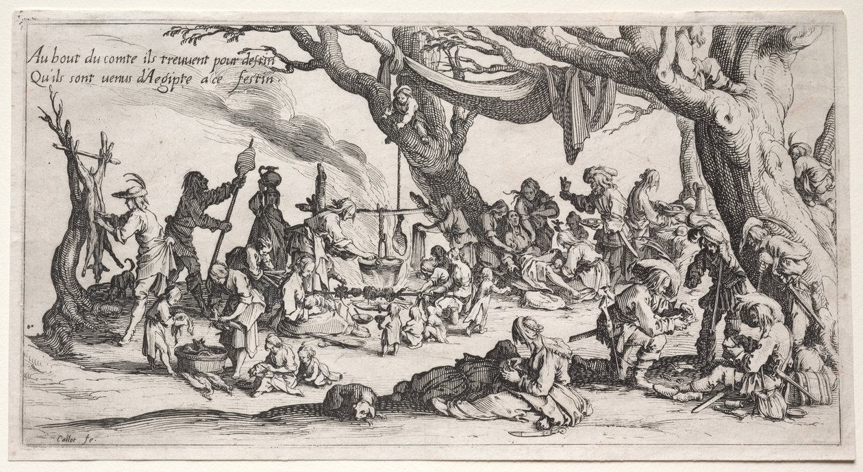 Os boémios: O Local de Paragem: The Feast of the Bohemians, c.1621-1625. de Jacques Callot