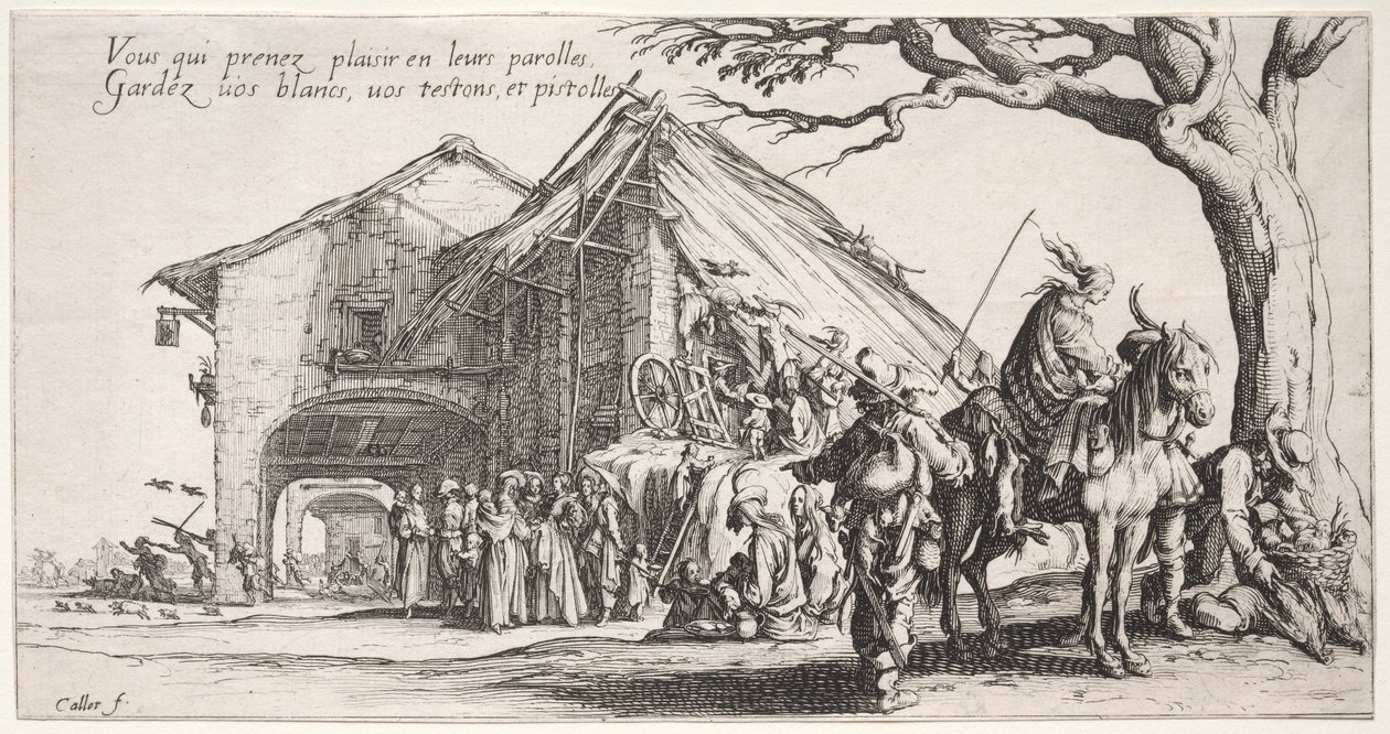 Os Boêmios: O Ponto de Parada: O Cartomante, c. 1621-1625. de Jacques Callot
