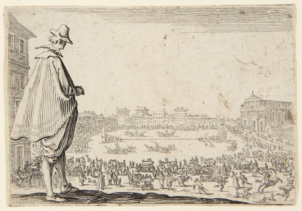 O Percurso das Carruagens na Praça de Santa Maria Novella, em Florença de Jacques Callot