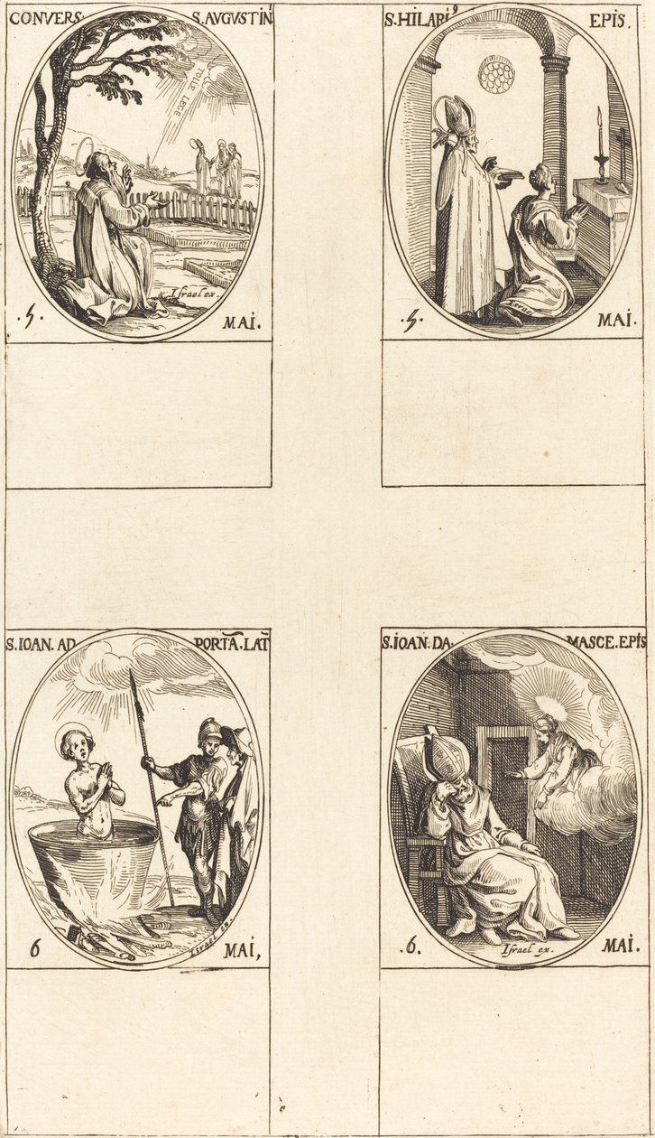 A conversão de Santo Agostinho; Santo Hilário; São João antes do Portal Latino; São João de Damasco de Jacques Callot
