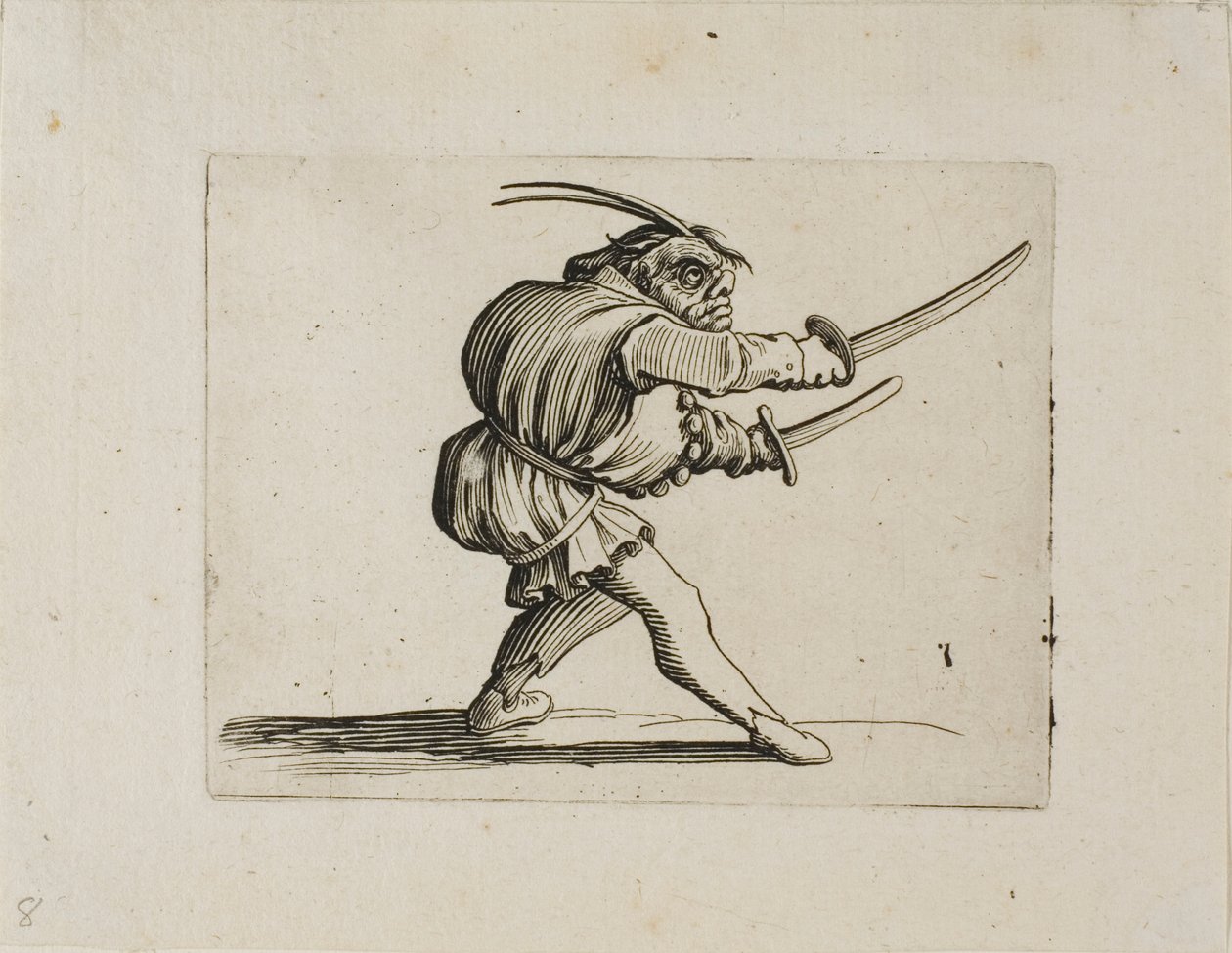 O Duelista com Duas Espadas, de Varie Figure Gobbi de Jacques Callot
