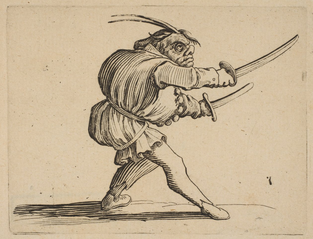 O Duelliste aux Deux Sabres O Duelista com Dois Sabres, de Varie Figure Gobbi, s ..., 1616-22. de Jacques Callot
