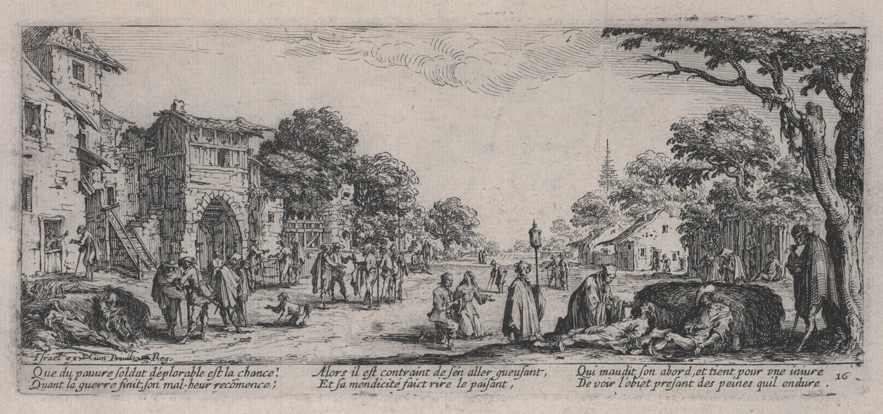 Os moribundos à beira da estrada (Les Mourants sur le bord des routes), de &39;As misérias da guerra&39; de Jacques Callot