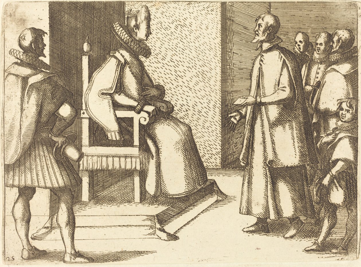 O enviado da Toscana agradecendo a rainha de Jacques Callot