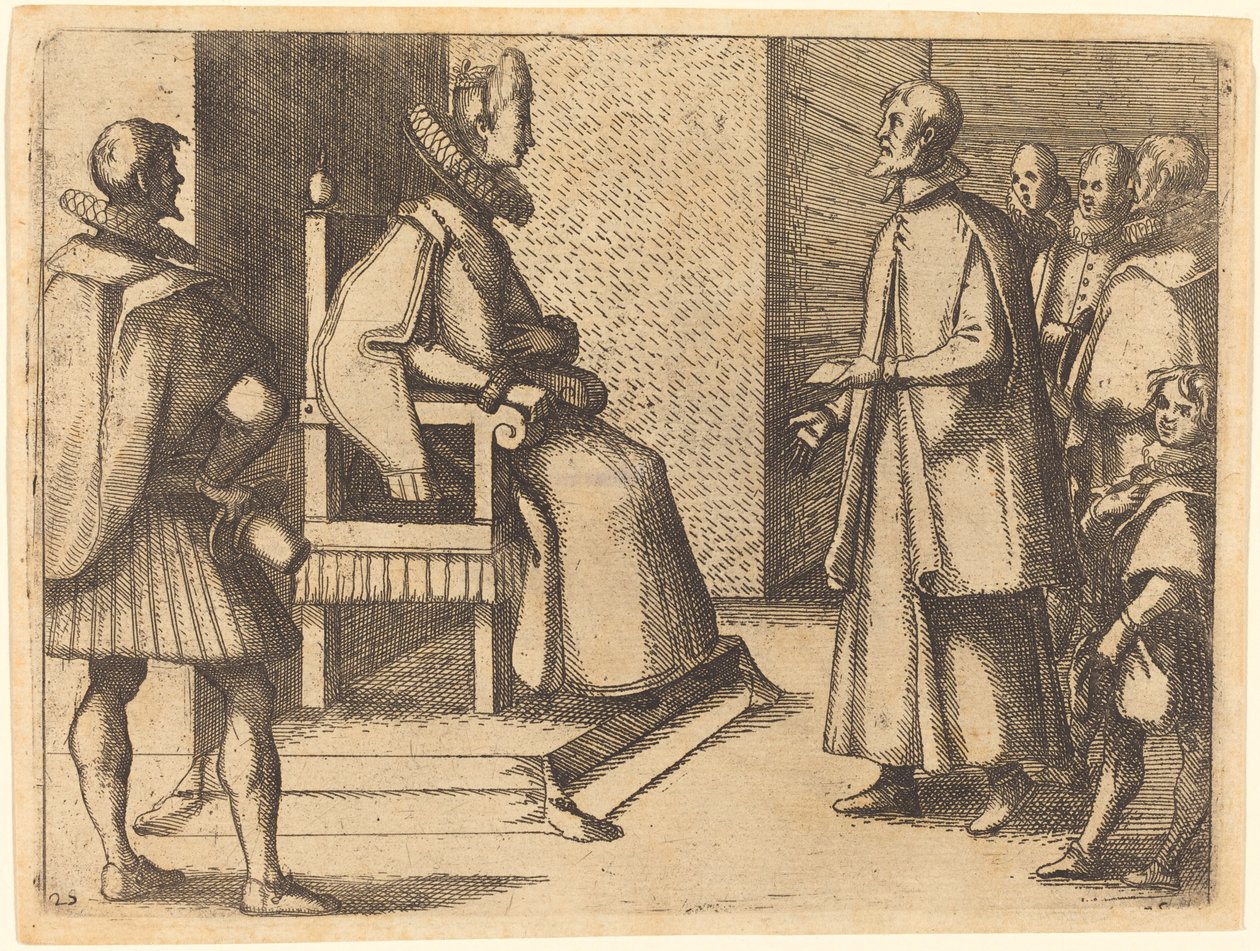 O enviado da Toscana agradecendo à rainha de Jacques Callot