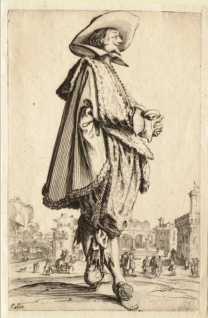 O cavalheiro de mãos entrelaçadas de Jacques Callot
