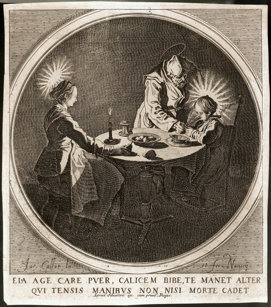 A Sagrada Família à mesa ... (gravura) de Jacques Callot