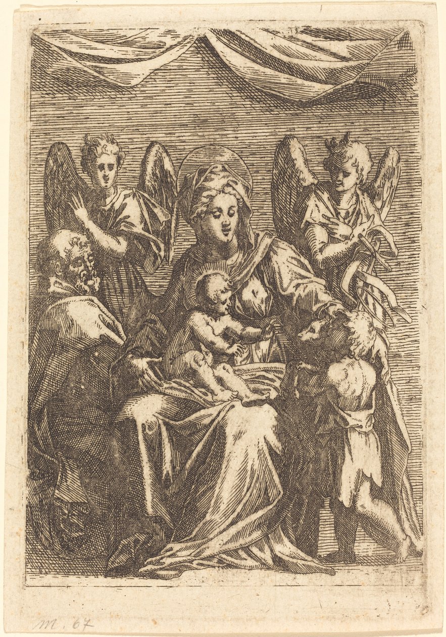 A Sagrada Família com dois anjos de Jacques Callot