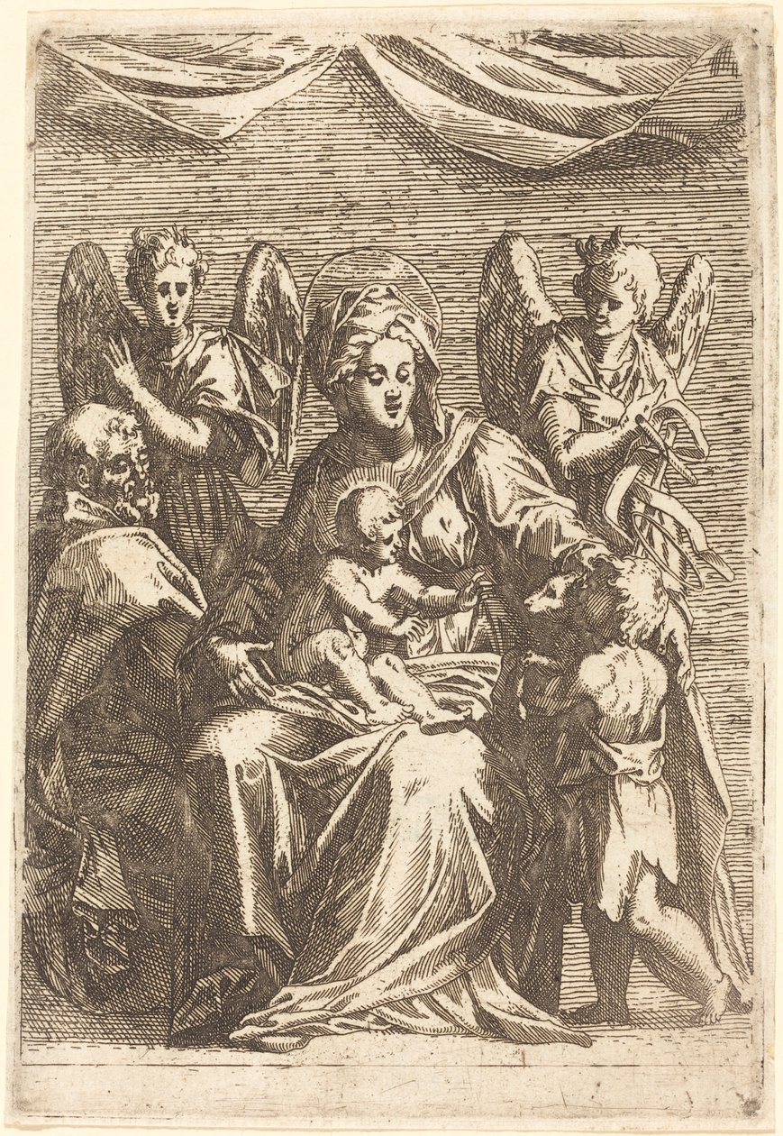 A Sagrada Família com dois anjos de Jacques Callot