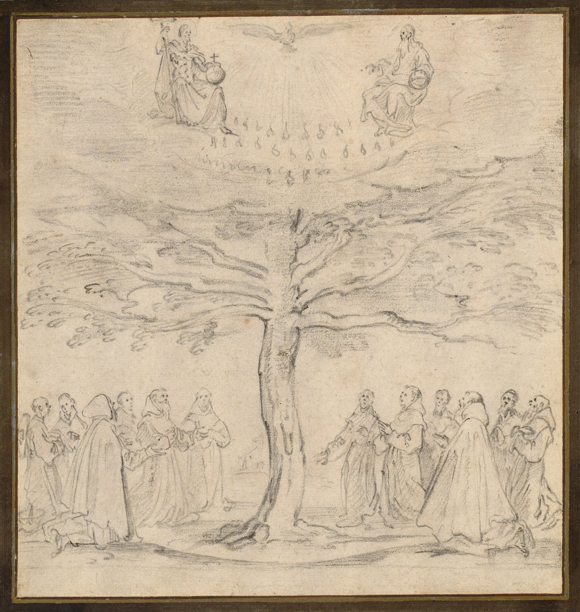 A Santíssima Trindade na Árvore da Vida Adorada pelos Franciscanos de Jacques Callot