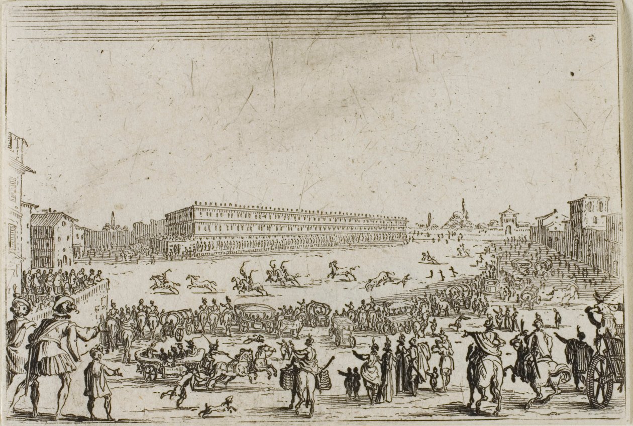 A Corrida de Cavalos no Palácio Pitti, em Florença, de The Caprices de Jacques Callot