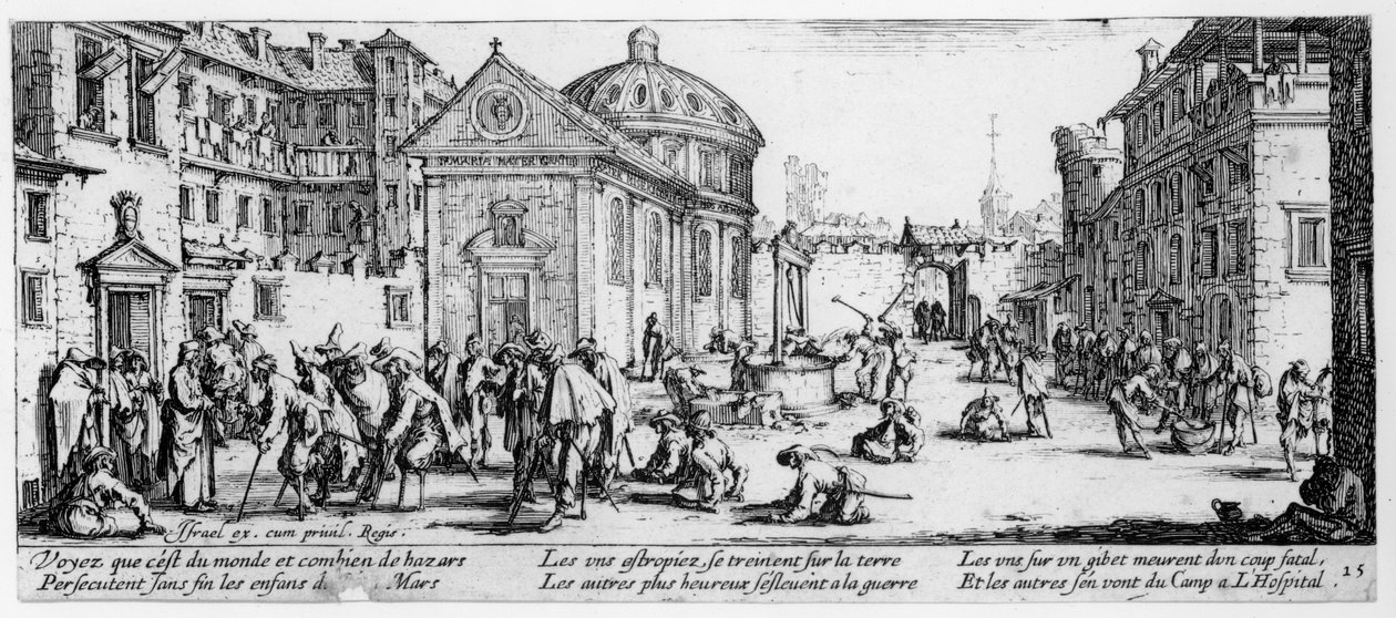 O hospital, prato 15 de The Miseries and Misfortunes of War, gravado por Israel Henriet (c.1590-1661) 1633 de Jacques Callot