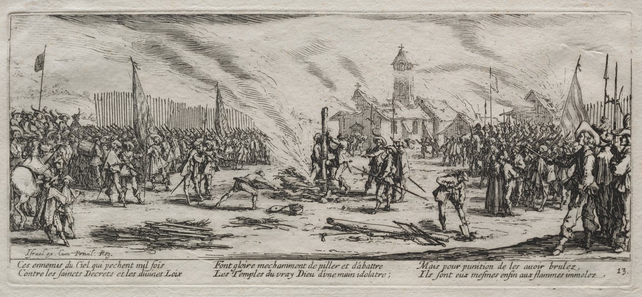As grandes misérias da guerra: queimando na fogueira de Jacques Callot