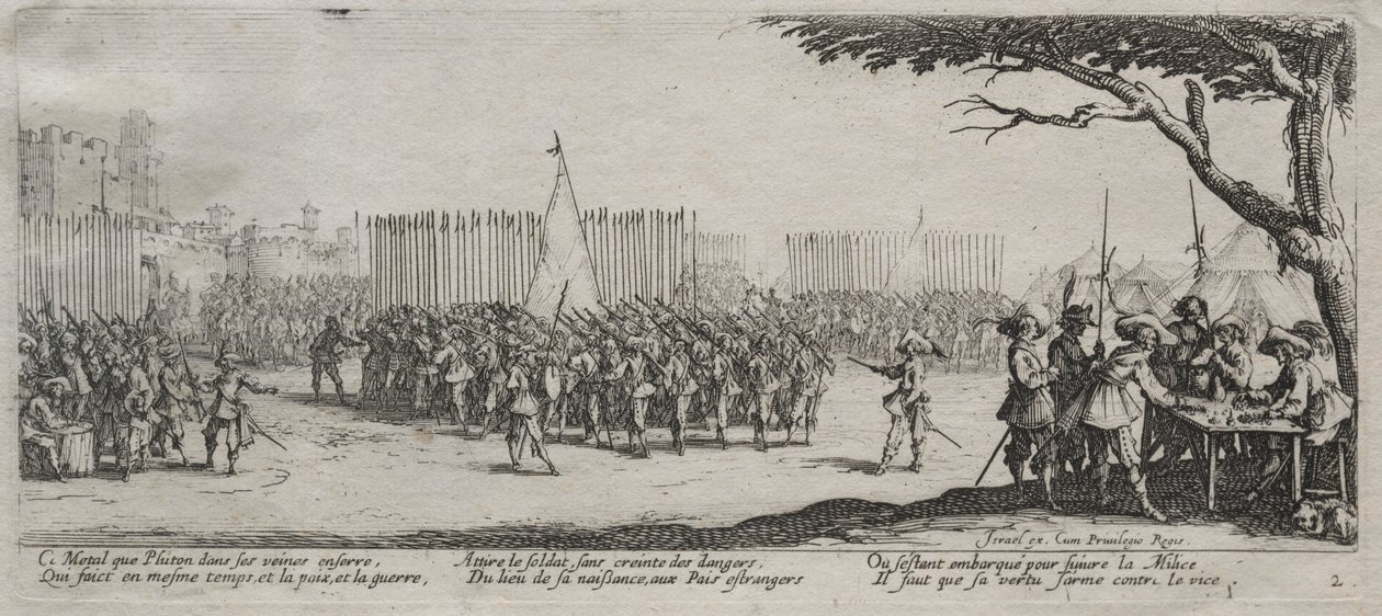 As Grandes Misérias da Guerra: Inscrição das Tropas de Jacques Callot