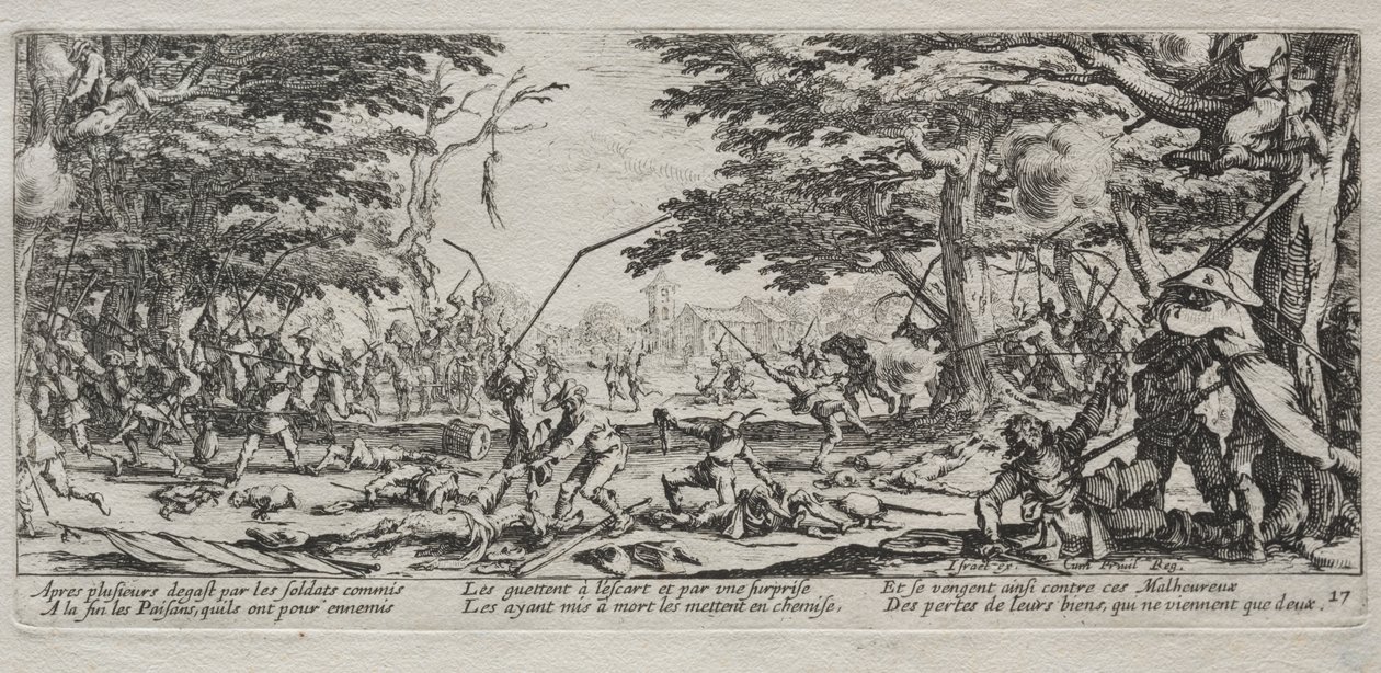 As Grandes Misérias da Guerra: A Vingança do Camponês de Jacques Callot