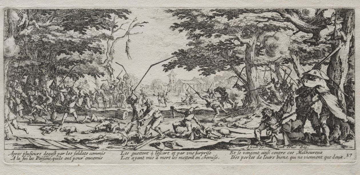 As grandes misérias da guerra: vingança dos camponeses, 1633. de Jacques Callot