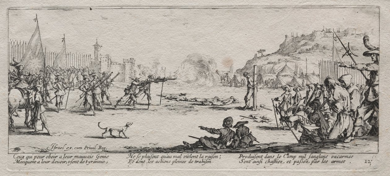 As grandes misérias da guerra: o esquadrão de fuzilamento, 1633. de Jacques Callot