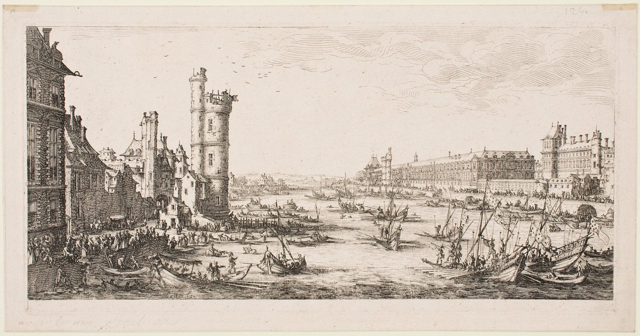 As grandes vistas de Paris: vista do Louvre de Jacques Callot
