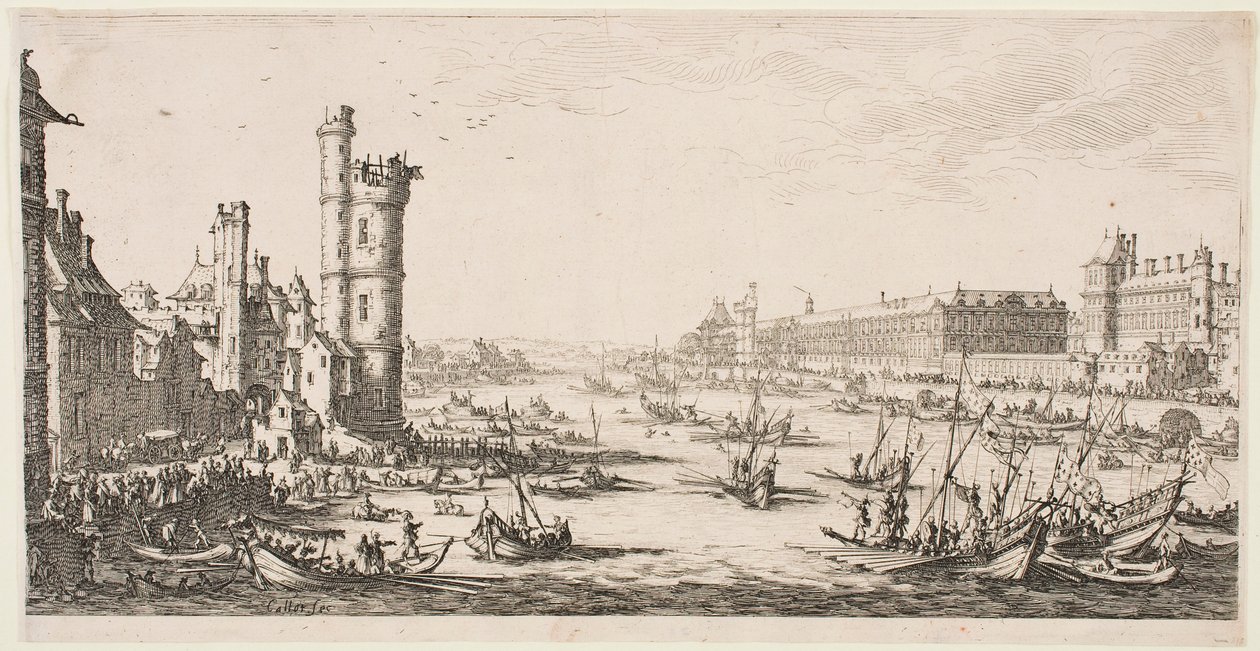 As grandes vistas de Paris: vista do Louvre de Jacques Callot