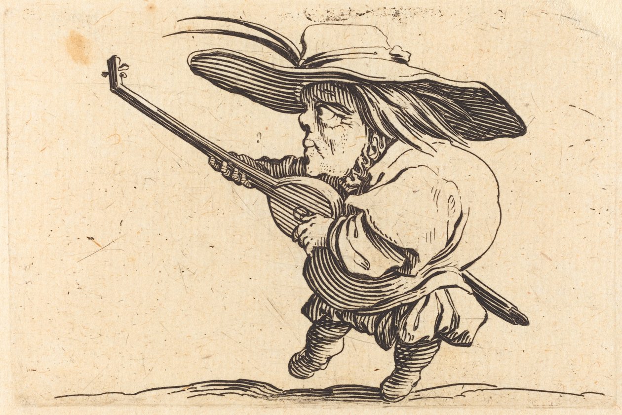 O tocador de alaúde, c. 1622. de Jacques Callot