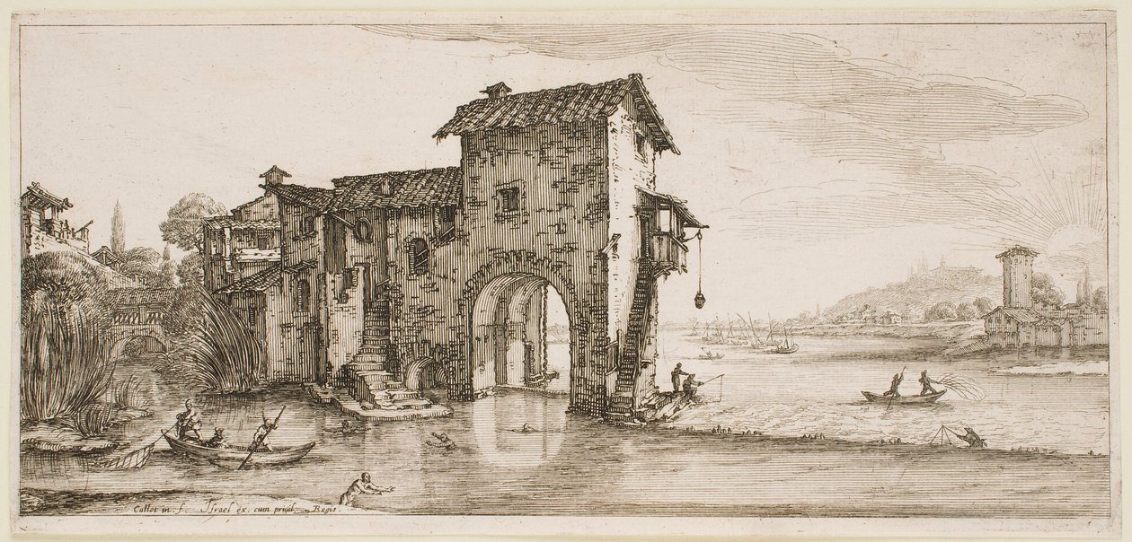 O Moinho no Rio, da série «As Paisagens de Florença» de Jacques Callot