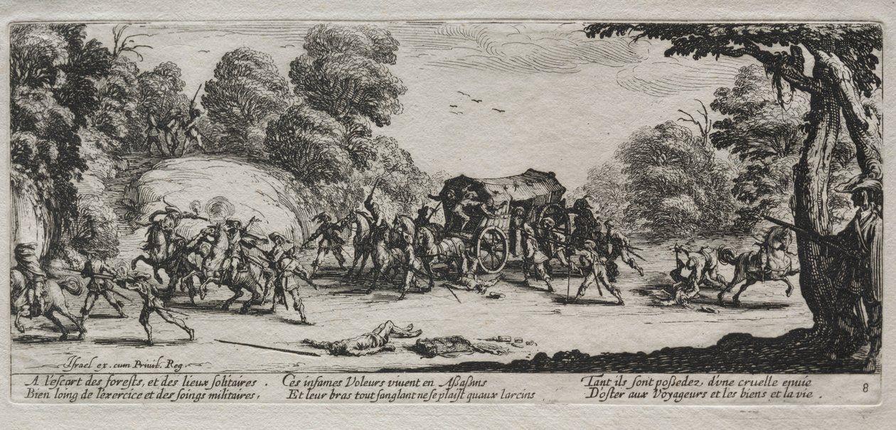 The Miseries of War: roubo de rodovia, 1633. de Jacques Callot