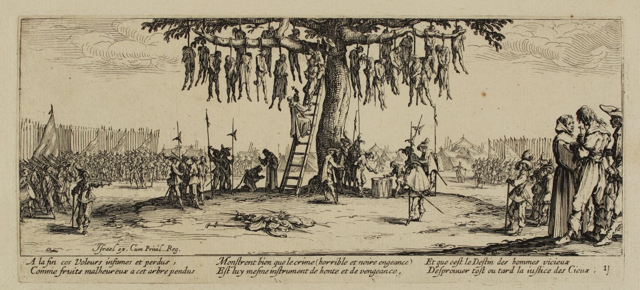 As misérias da guerra, nº 11. O enforcamento, 1633 de Jacques Callot