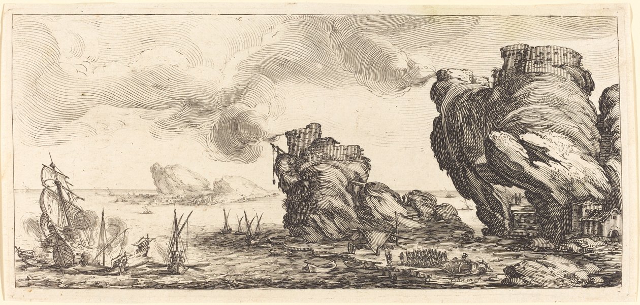 A Batalha Naval, provavelmente c. 1630. de Jacques Callot