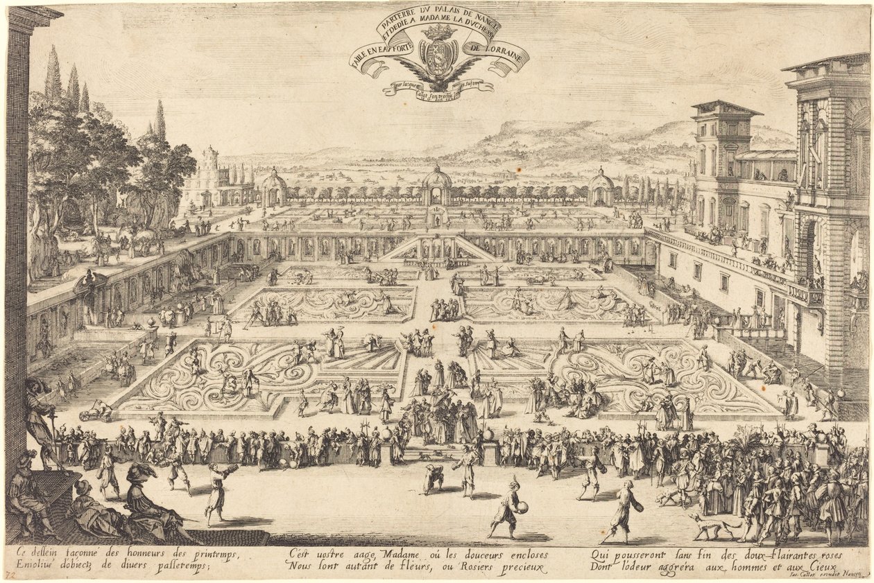 Os jardins do palácio em Nancy de Jacques Callot