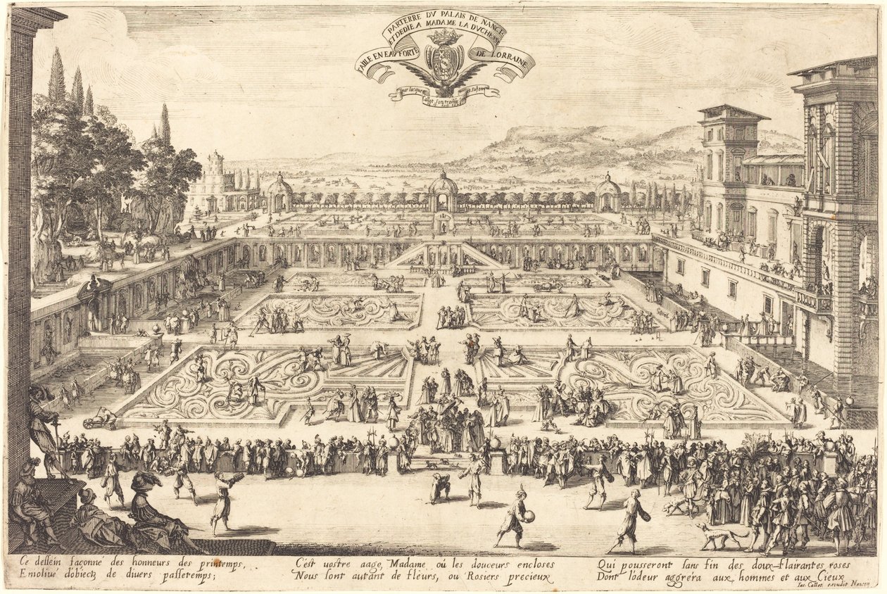 Os jardins do palácio em Nancy de Jacques Callot