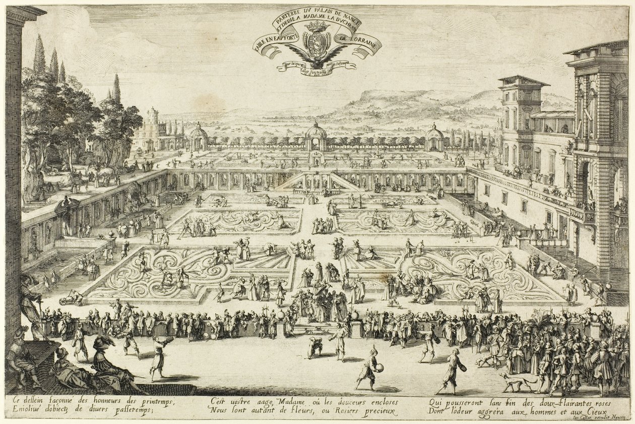 Os jardins do palácio em Nancy de Jacques Callot