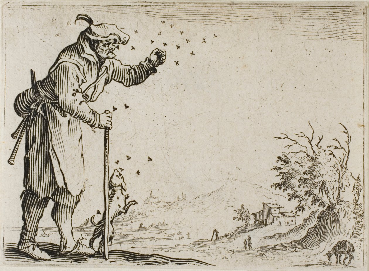O Camponês Atacado por Abelhas, de Os Caprichos de Jacques Callot