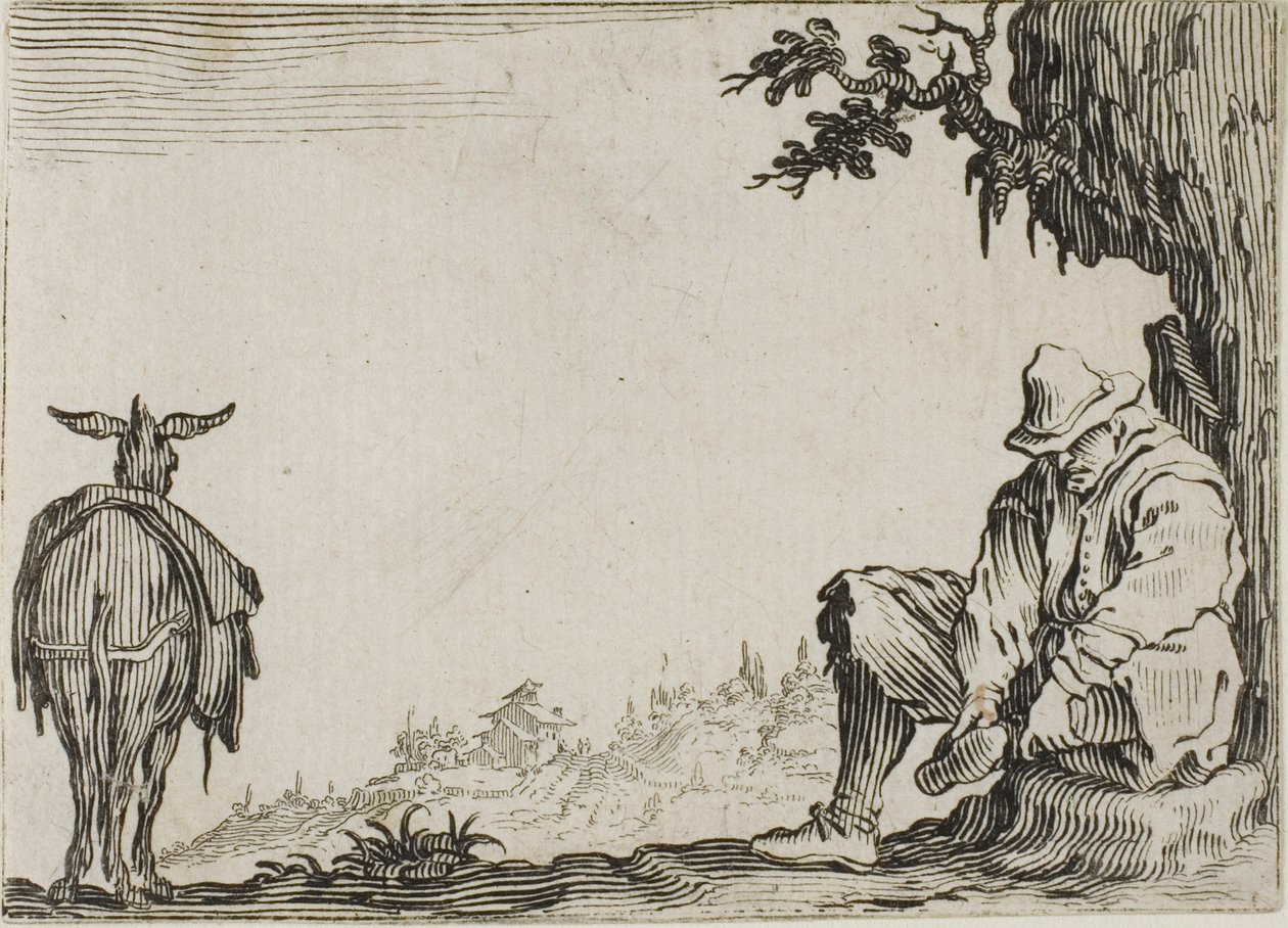 O camponês tirando os sapatos, de Os caprichos de Jacques Callot