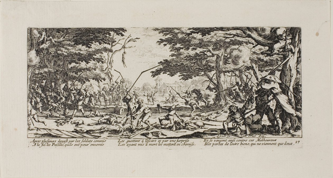 Os camponeses se vingam, placa dezessete de As misérias da guerra de Jacques Callot