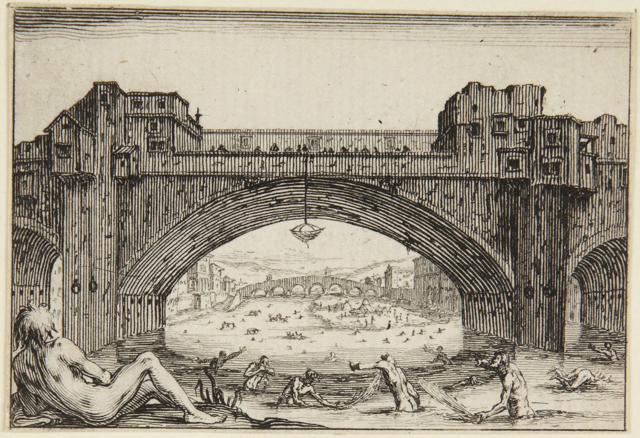 A Ponte Vecchio, Florença de Jacques Callot