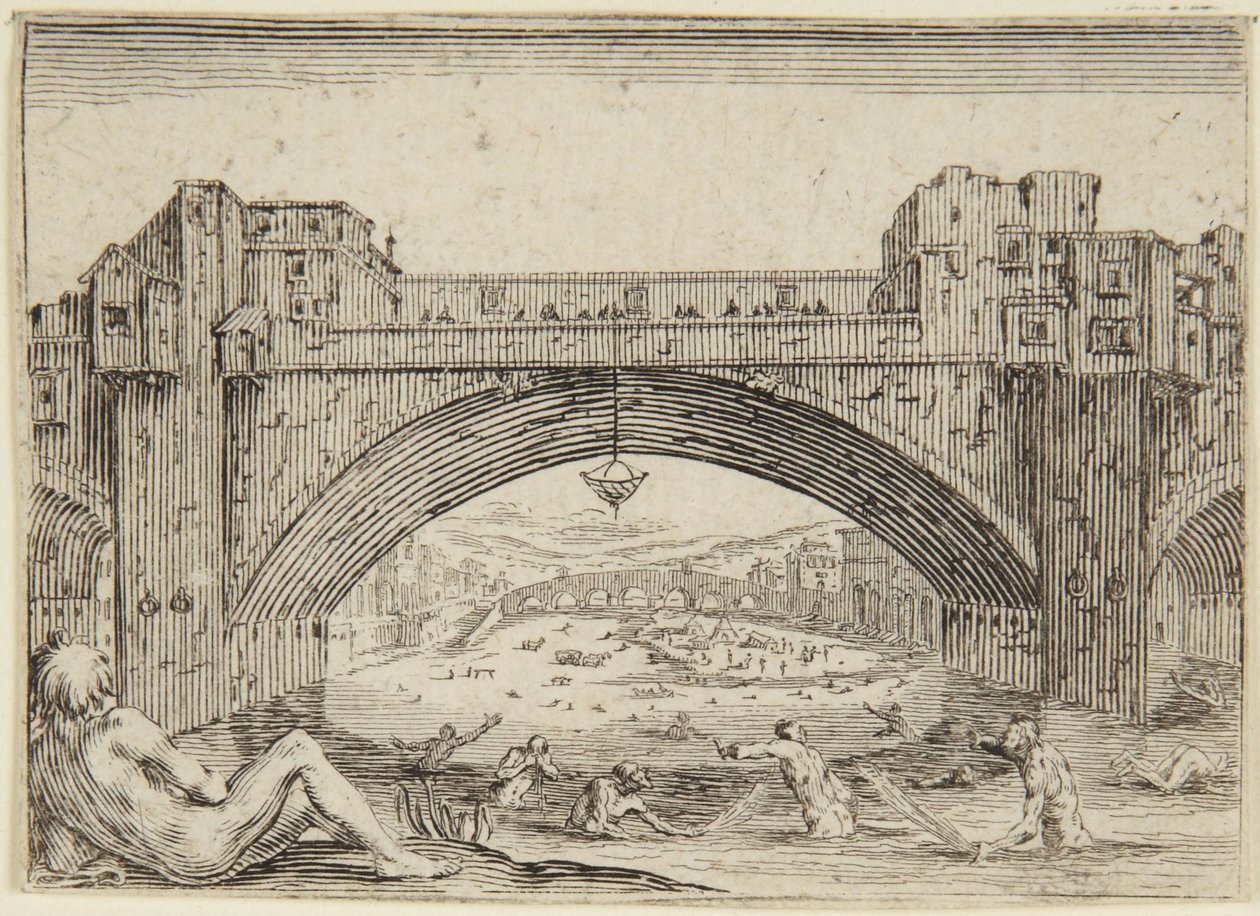 A Ponte Vecchio, Florença de Jacques Callot