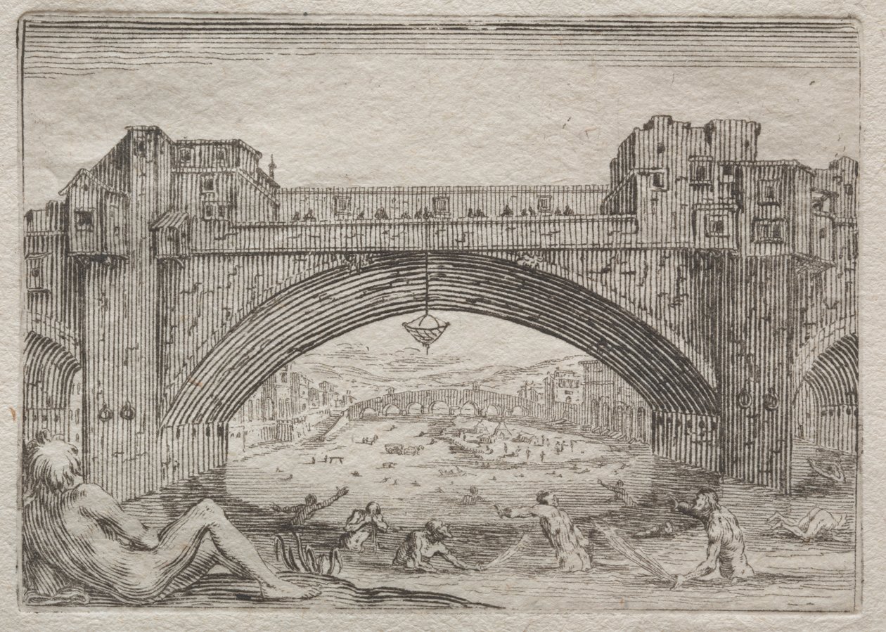A Ponte Vecchio, Florença de Jacques Callot