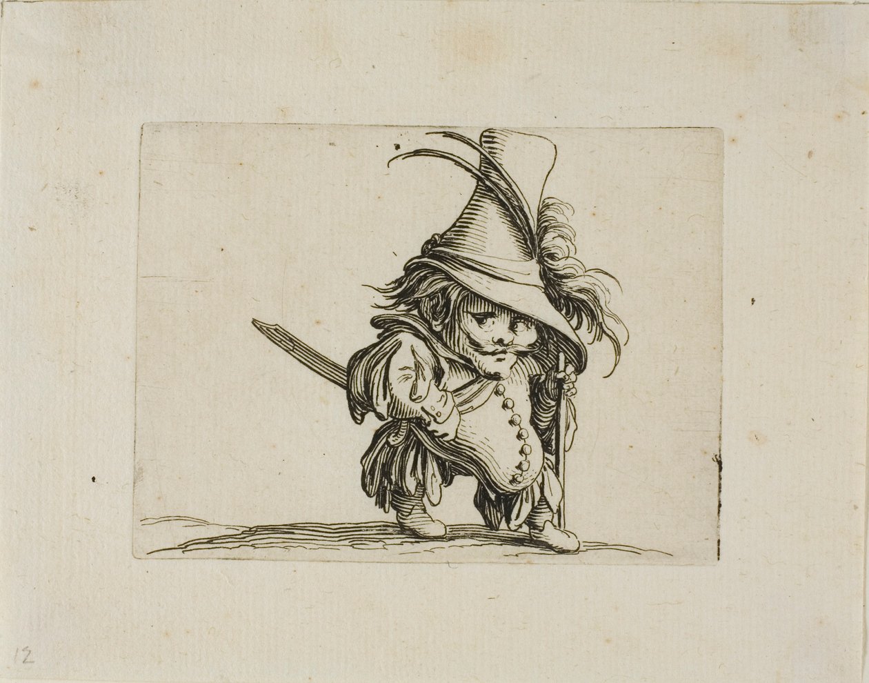 O homem barrigudo com um chapéu alto, de Varie Figure Gobbi de Jacques Callot