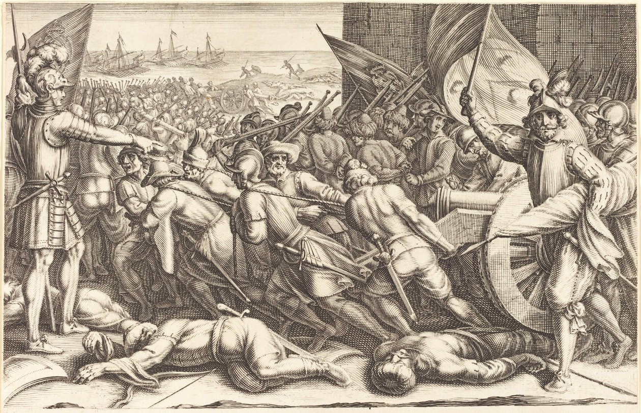 O Reembarque das Tropas, c. 1614. de Jacques Callot