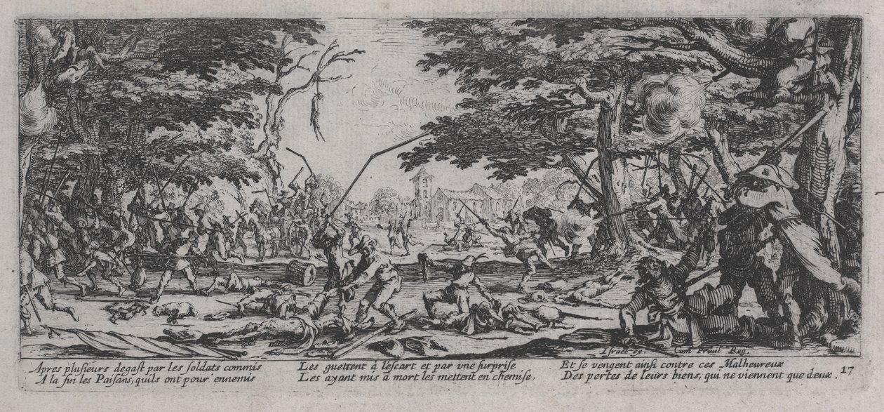 A vingança dos camponeses (La Revanche des paysons), de &39;As misérias da guerra&39; de Jacques Callot