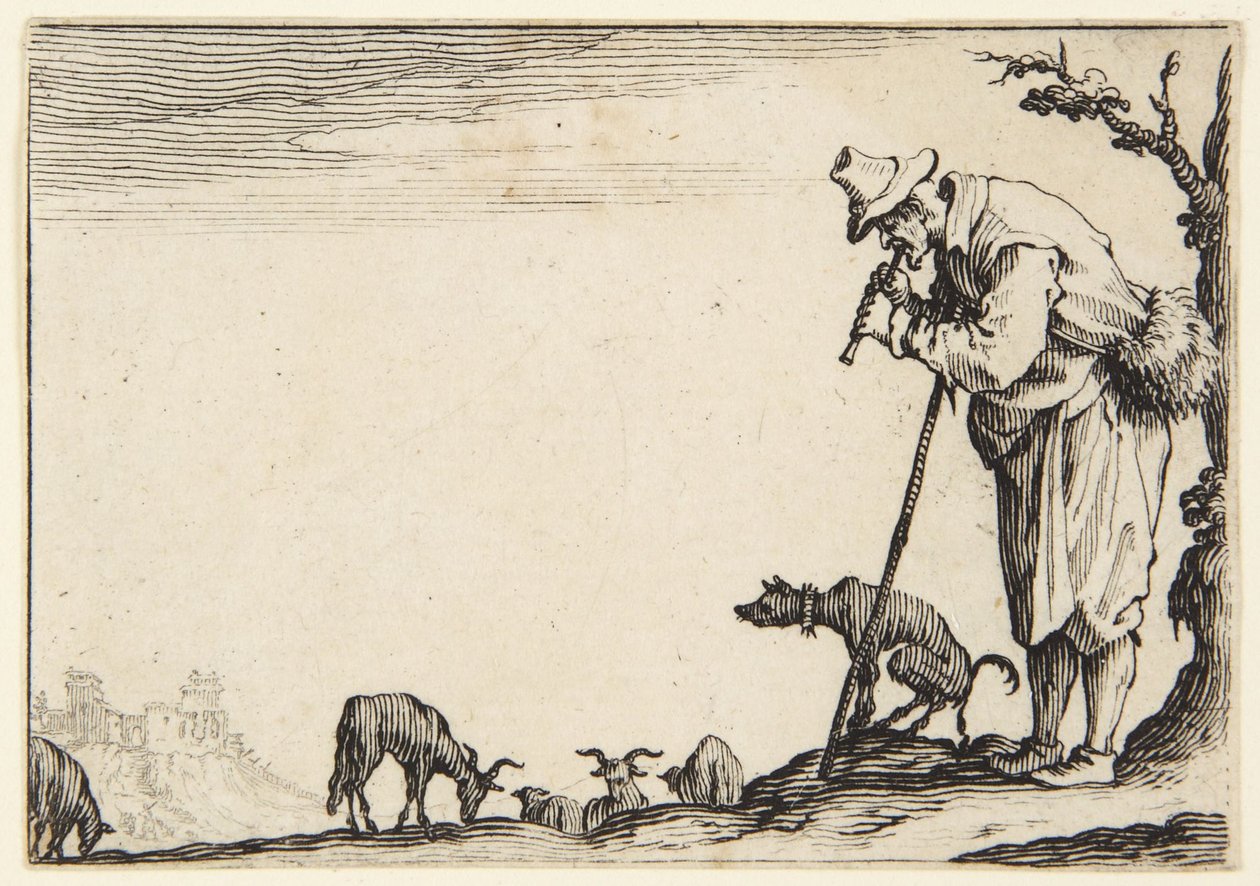 O pastor a tocar flauta de Jacques Callot