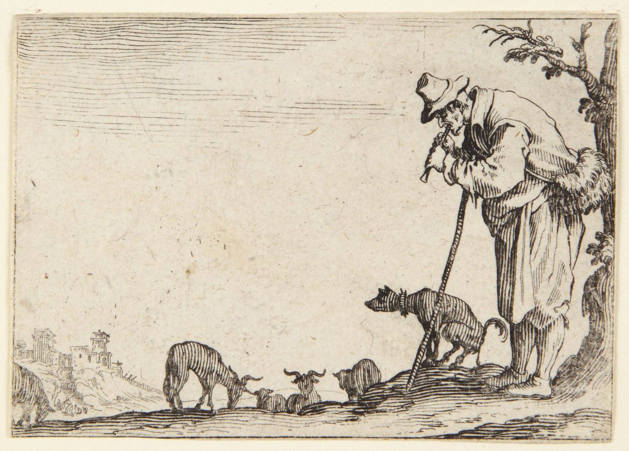 O pastor a tocar flauta de Jacques Callot