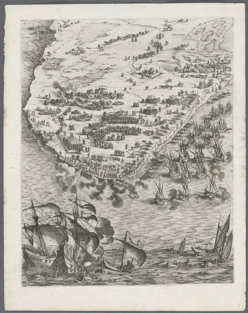 O cerco de La Rochelle: ilustração 10, 1628-1630. de Jacques Callot