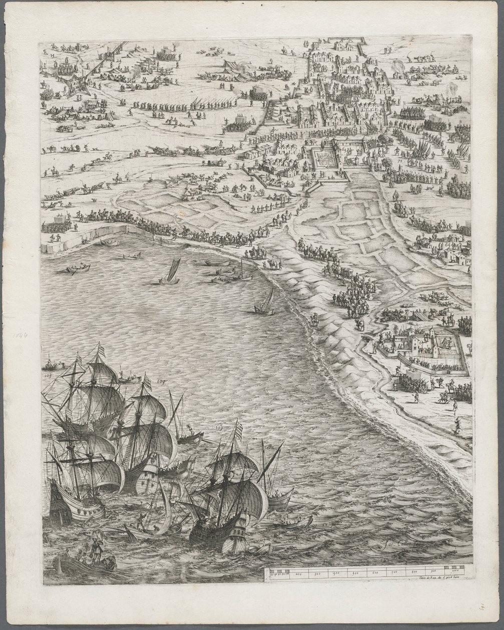 O cerco de La Rochelle: ilustração 12, 1628-1630. de Jacques Callot