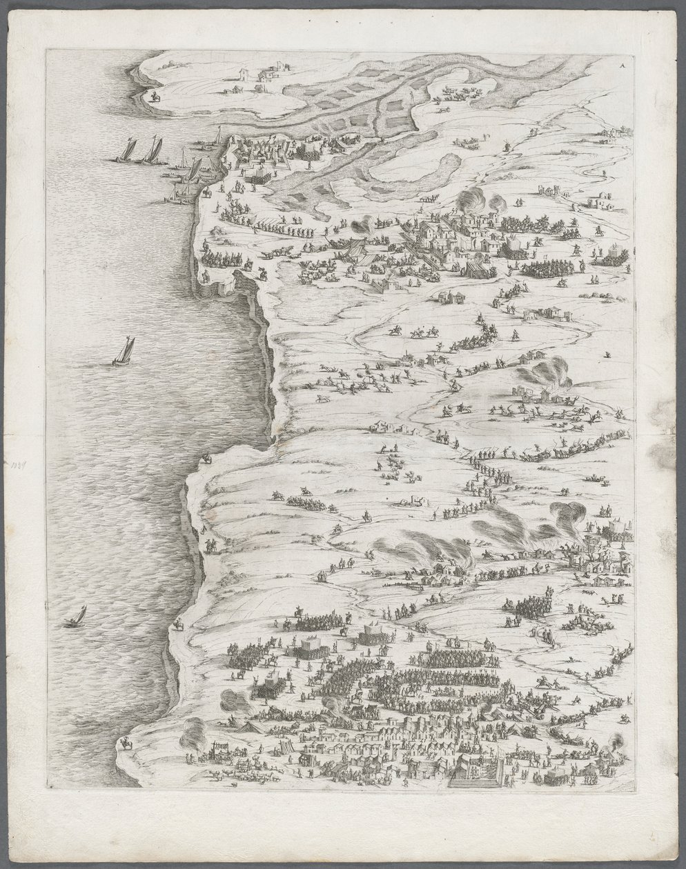 O cerco de La Rochelle: Placa 5, 1628-1630. de Jacques Callot