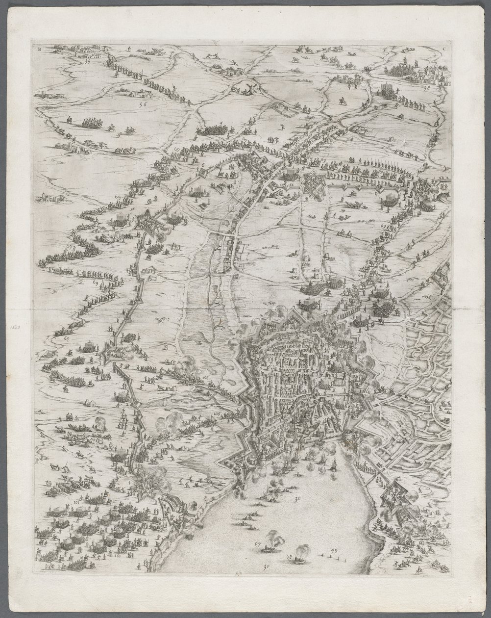 O cerco de La Rochelle: Ilustração 6, 1628-1630. de Jacques Callot