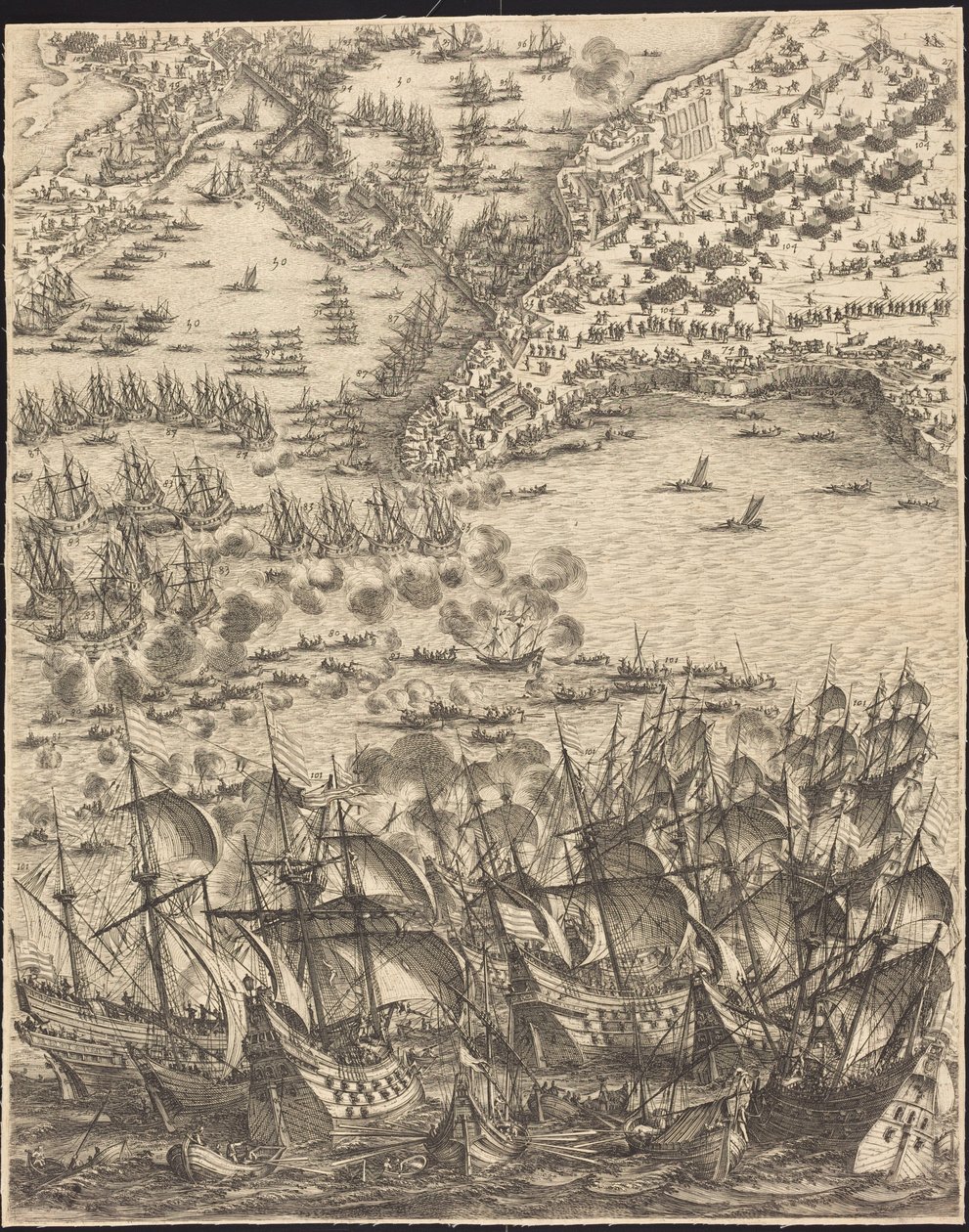 O cerco de La Rochelle [prancha 11 de 16; o conjunto compreende 1952.8.97-112] de Jacques Callot